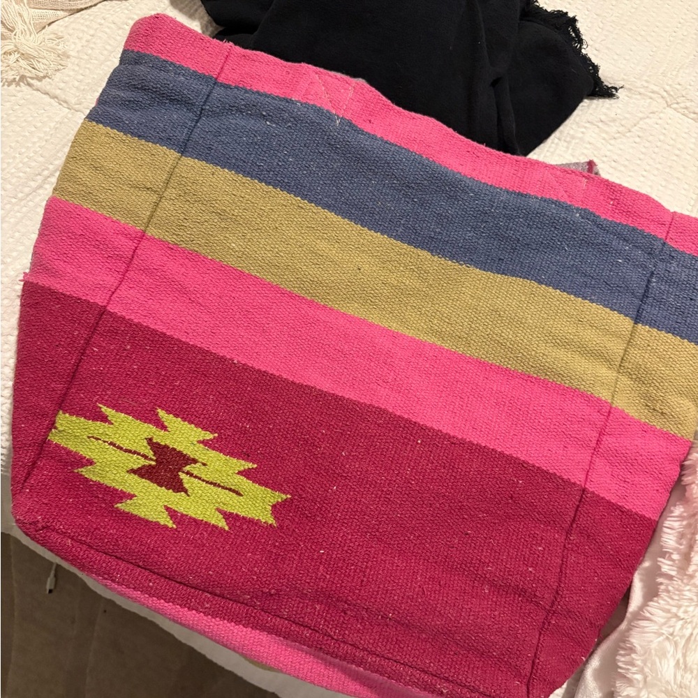 Raj Pink and Gold Striped Tote Bag